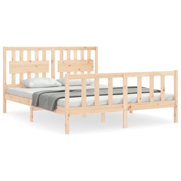 vidaXL Cadre de lit avec tête de lit king size bois massif