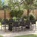 vidaXL Ensemble de salle à manger pour jardin 11 Pièces Noir Poly rotin