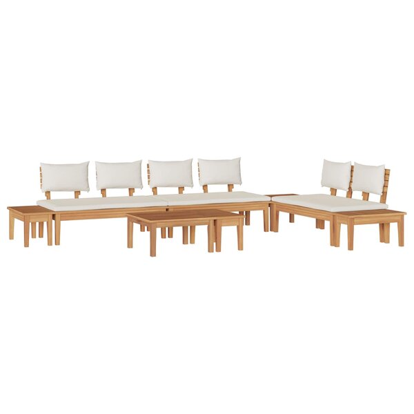 vidaXL Ensemble de canapé de jardin 5 pc Marron et Crème