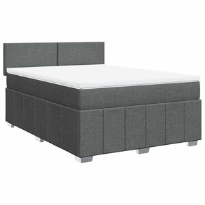 vidaXL Sommier à lattes de lit avec matelas Gris foncé 140x190cm Tissu
