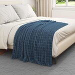 vidaXL Jeté Bleu marine 150 x 130 cm Toison