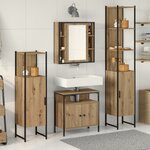 vidaXL Set de meubles de salle de bain 4 pièces en bois d'ingénierie chêne