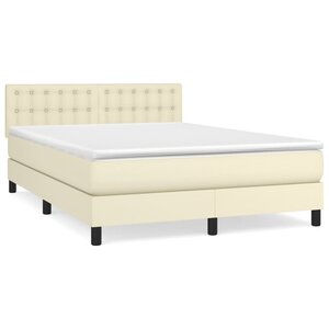 vidaXL Sommier à lattes de lit avec matelas Crème 140x200cm Similicuir
