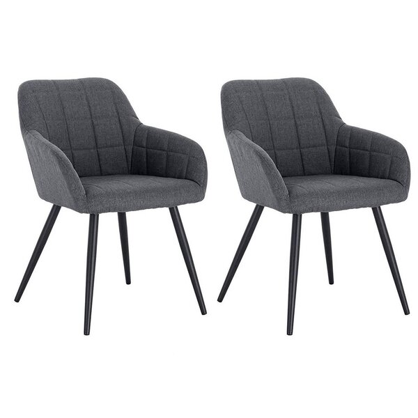 Chaises de salle à manger en lin 2 pièces modèle élégant gris foncé 19_0000332