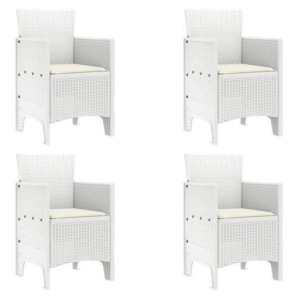 vidaXL Chaises de jardin avec coussins 4 Pièces Blanc Poly Rattan