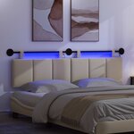 vidaXL Tête de lit suspendue Avec lumière LED Crème Tissu
