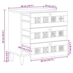 vidaXL Cabinet de chevet Naturel 50 x 33 x 62 cm Bois de mangue massif