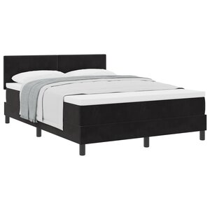 Lit Box Spring vidaXL avec Matelas Noir 140x200 cm Velours