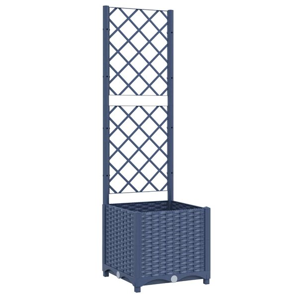 vidaXL Jardinière avec treillis bleu gris 40x40x136 cm PP