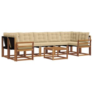 vidaXL Ensemble de canapés d'extérieur 8 Pièces Naturel et Beige