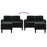 vidaXL Canapé 2 places avec méridienne en L noir 125 cm velours