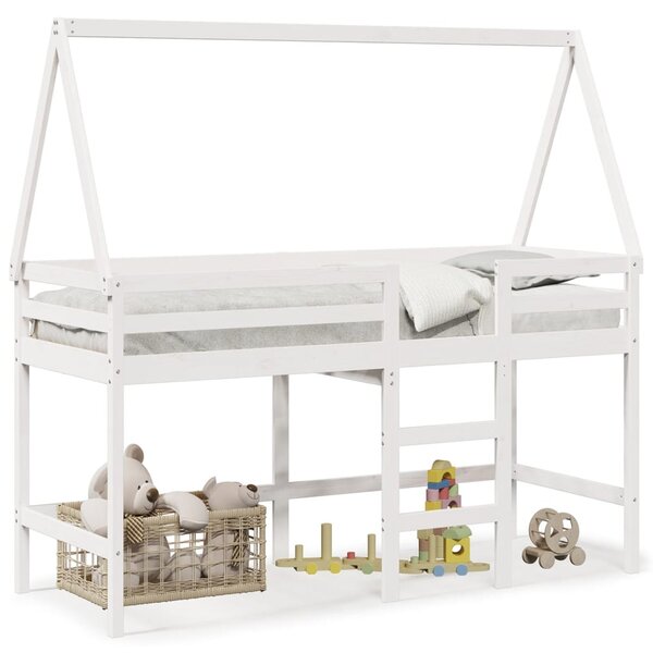 vidaXL Lit superposé avec échelle et toit sans matelas blanc 90x190 cm