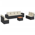 vidaXL Salon de jardin 9 Pièces avec coussins noir résine tressée
