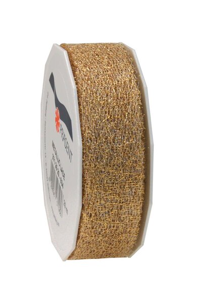 Ruban dentelle metallic lace 20-m-rouleau 25 mm or
