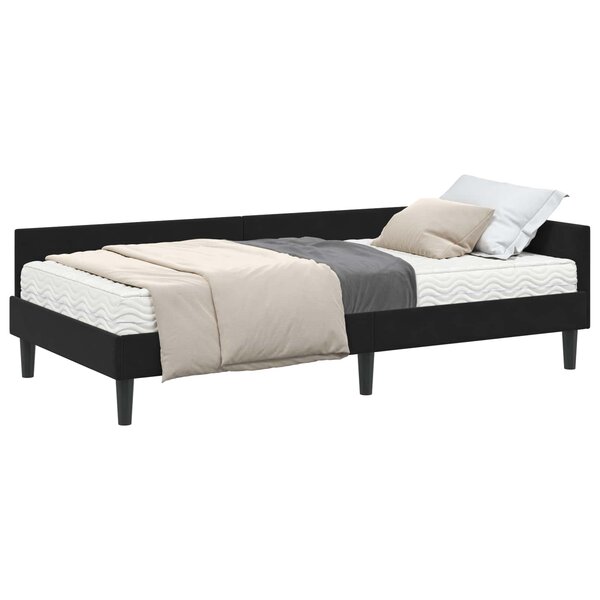 vidaXL Cadre de lit d'angle avec matelas 2 pc Noir 100 x 200 cm