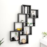 vidaXL Étagère murale cube Gris brillant 90x15x119cm Bois d’ingénierie