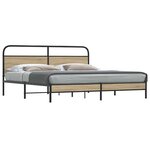 vidaXL Cadre de lit en métal sans matelas chêne fumé 200x200 cm