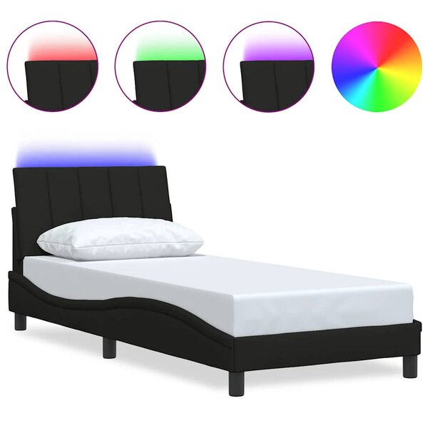 vidaXL Cadre de lit sans matelas Hanko noir 80x200 cm tissu