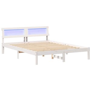 vidaXL Cadre de lit avec tête de lit Blanc 160 x 200 cm Pin massif