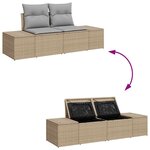 vidaXL Sofa de jardin 2 places avec rangement et coussins beige en poly rotin