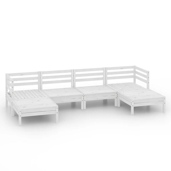 Salon de jardin meuble d'extérieur ensemble de mobilier 6 pièces blanc bois de pin massif 02_0016963