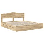 vidaXL Lit de Rangement Chêne Sonoma 180 x 200 cm Bois d'ingénierie