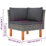 vidaXL Salon de jardin 9 Pièces avec coussins Résine tressée Gris