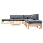 vidaXL Salon de jardin palette 6 Pièces avec coussins gris bois