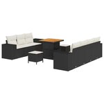 vidaXL Ensemble de canapé de jardin 10 Pièces Noir polyrotin