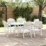 vidaXL Ensemble de salle à manger pour jardin 7 Pièces Blanc Aluminium