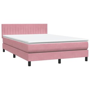 vidaXL Sommier à lattes de lit avec matelas rose 140x210 cm velours