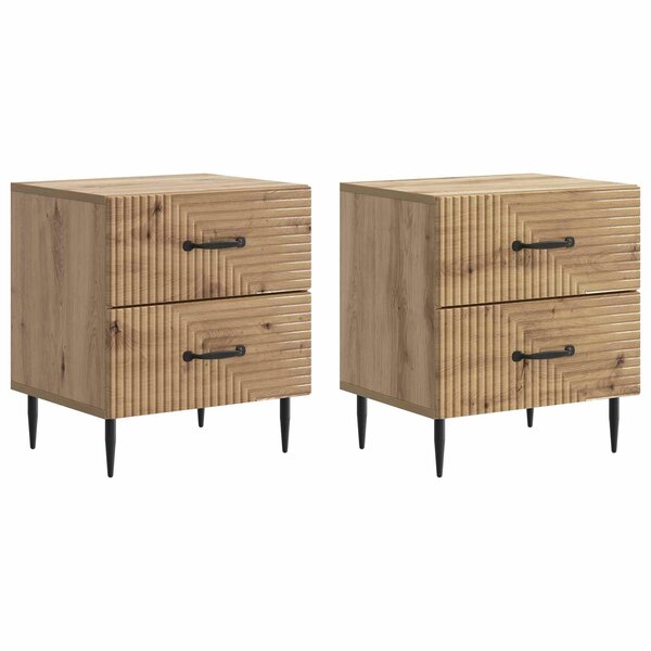 vidaXL Cabinet de chevet 2 Pièces Chêne artisanal 43 x 34 5 x 47 5 cm