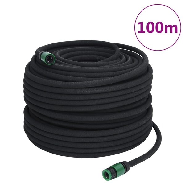 vidaXL Tuyau d'arrosage de jardin noir 0 6" 100 m caoutchouc
