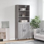 vidaXL Buffet haut Sonoma gris 69 5x34x180 cm Bois d'ingénierie