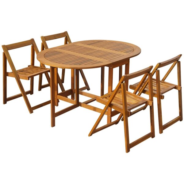 vidaXL Ensemble à manger d'extérieur pliable 5Pièces Bois d'acacia solide