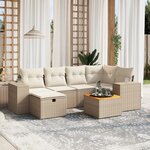 vidaXL Salon de jardin avec coussins 7 Pièces beige résine tressée