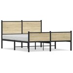 vidaXL Cadre de lit en métal sans matelas chêne sonoma 137x190 cm