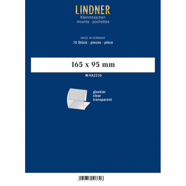 Bandes Klemmfix double soudure 165 x 95 mm pour blocs de timbres. Fond - Transparent