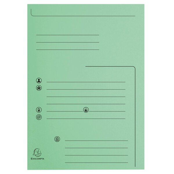 Paquet De 25 Chemises 2 Rabats Super 210 Contact - 24x32cm - Vert Clair - X 5 - Exacompta