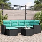 vidaXL Salon de jardin 7 Pièces avec coussins noir résine tressée