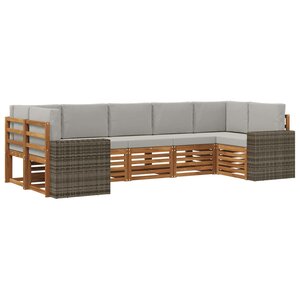 vidaXL Ensemble de canapés d'extérieur 7 pc Naturel et gris clair