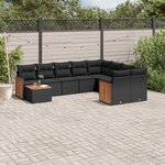 vidaXL Salon de jardin 10 Pièces avec coussins noir résine tressée