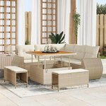 vidaXL Ensemble de canapé de jardin 8 Pièces Beige polyrotin