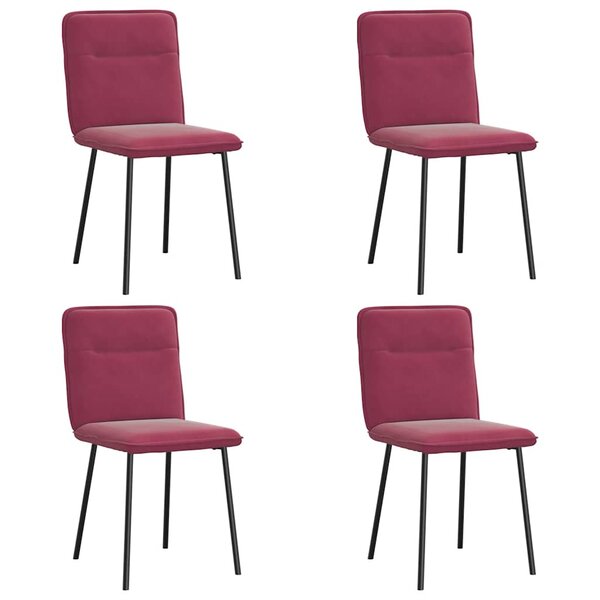 vidaXL Chaises à manger lot de 4 Rouge bordeaux Velours