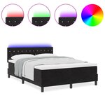vidaXL Lit à ressort avec matelas et LED Noir 140x190 cm Velours