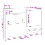 vidaXL Porte-manteau mural avec étagère avec stockage avec miroir Chêne fumé 90 x 10 x 50 cm