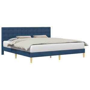 vidaXL Cadre de lit avec tête de lit Bleu 200 x 200 cm Tissu