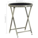 vidaXL Table à thé Gris 60 cm Résine tressée et verre trempé