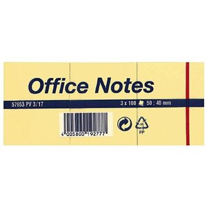 Bloc 100 Office Notes Repositionnables 50 x 75 mm Jaune TESA