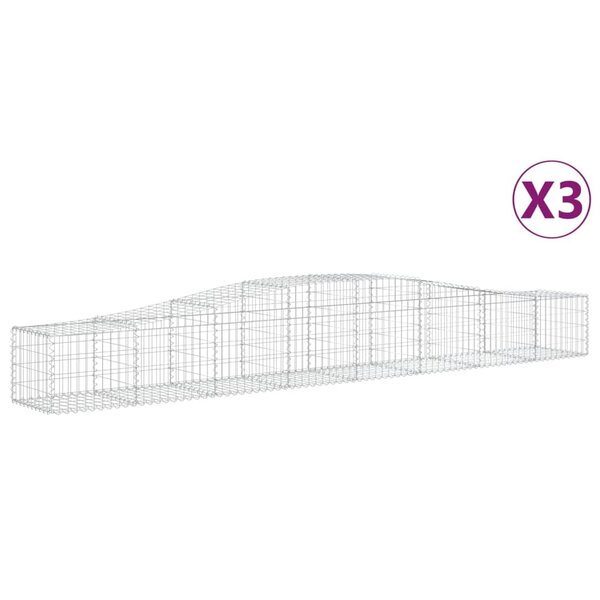 vidaXL Paniers à gabions arqués 3 Pièces 400x50x40/60 cm Fer galvanisé